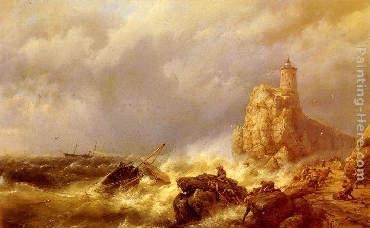 Hermanus Koekkoek Snr A Shipwreck In Stormy Seas